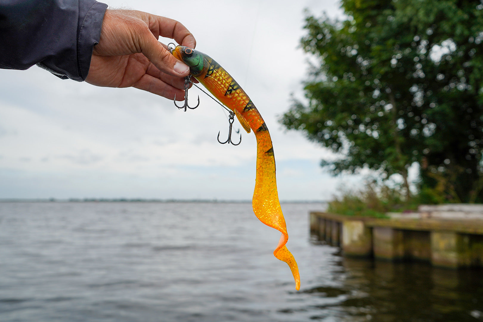Handmade U-Bait U-Curl 30 cm softbait lure with snake-like tail movement for fishing