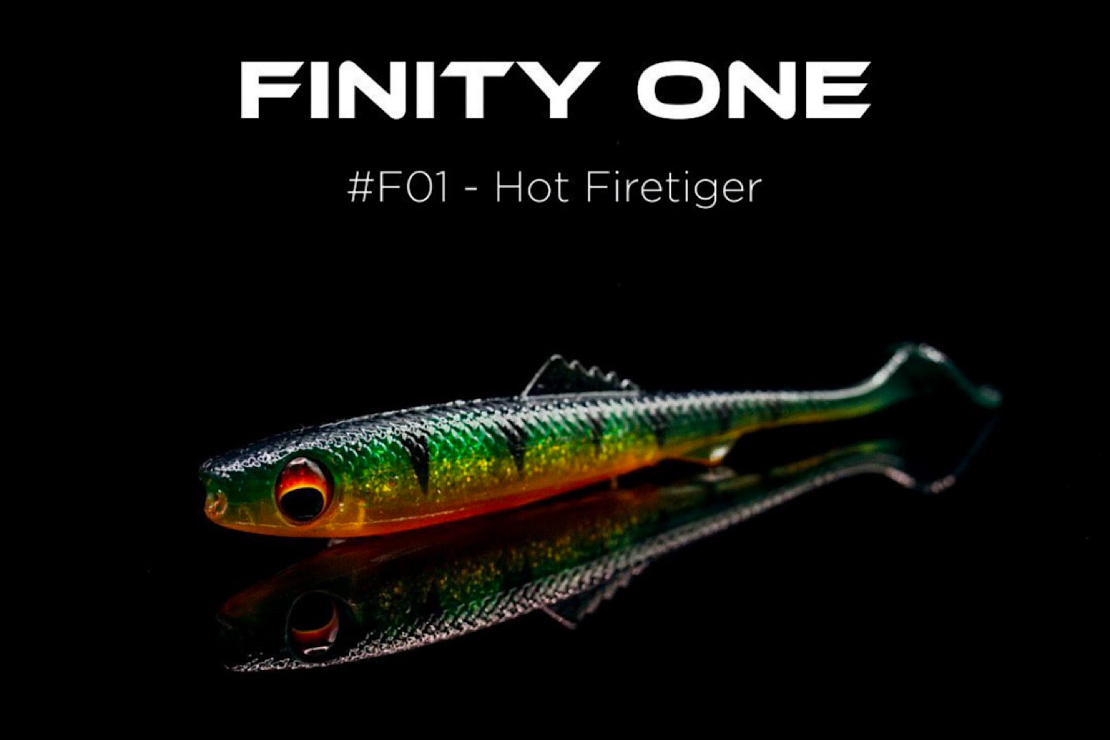Finity One 4 inch soft bait lure with paddle tail and glitter pouch for freshwater fishing