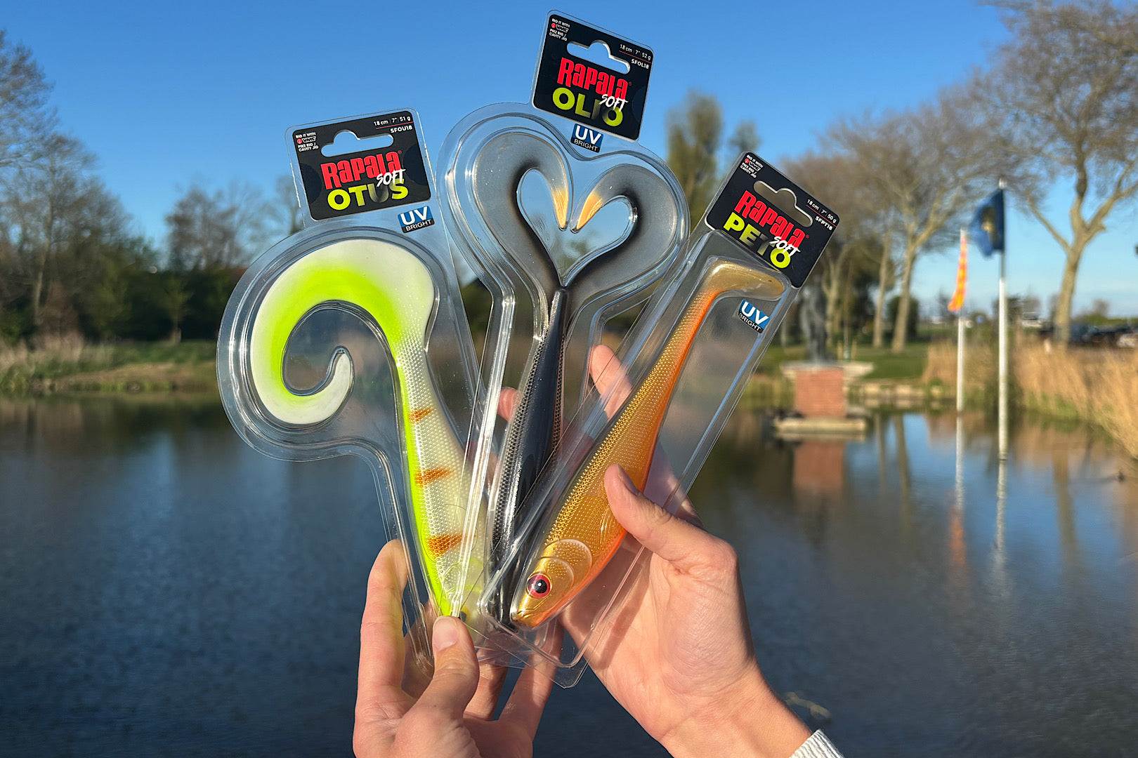 Rapala Soft Olio 18 cm soft bait fishing lure with curly twin tails and 3D scales