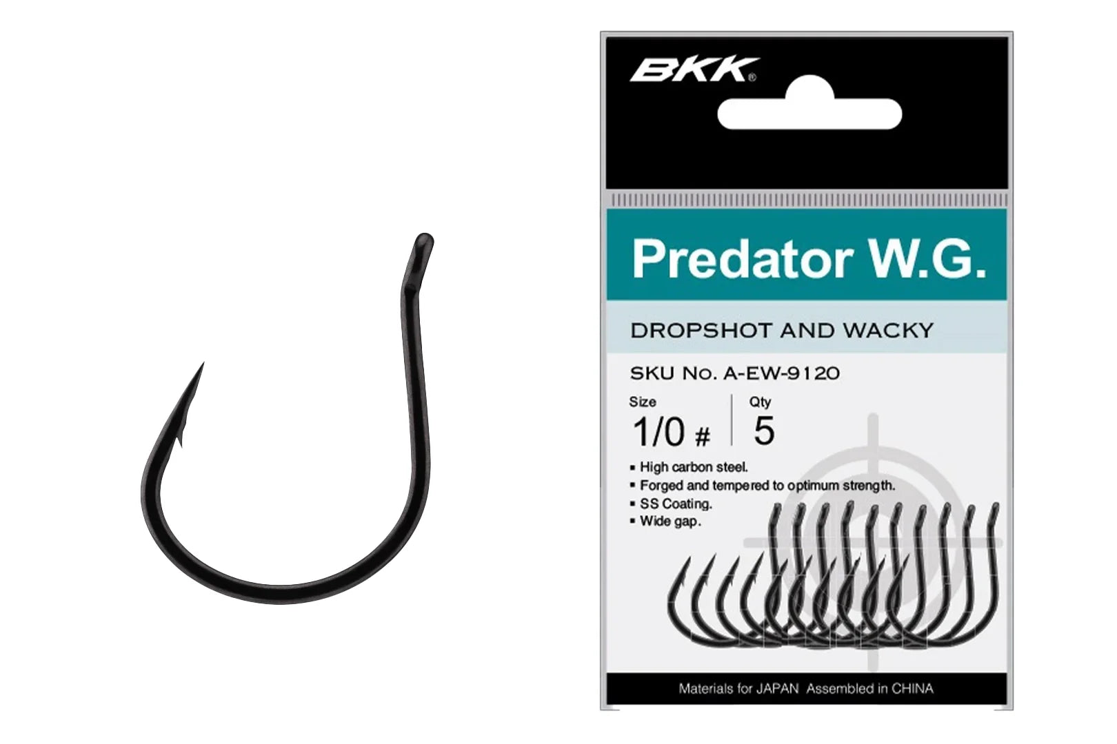 BKK Predator WG finesse wide-gap fishing hook with Super Slide coating and micro barb for precise hooking and easy unhooking