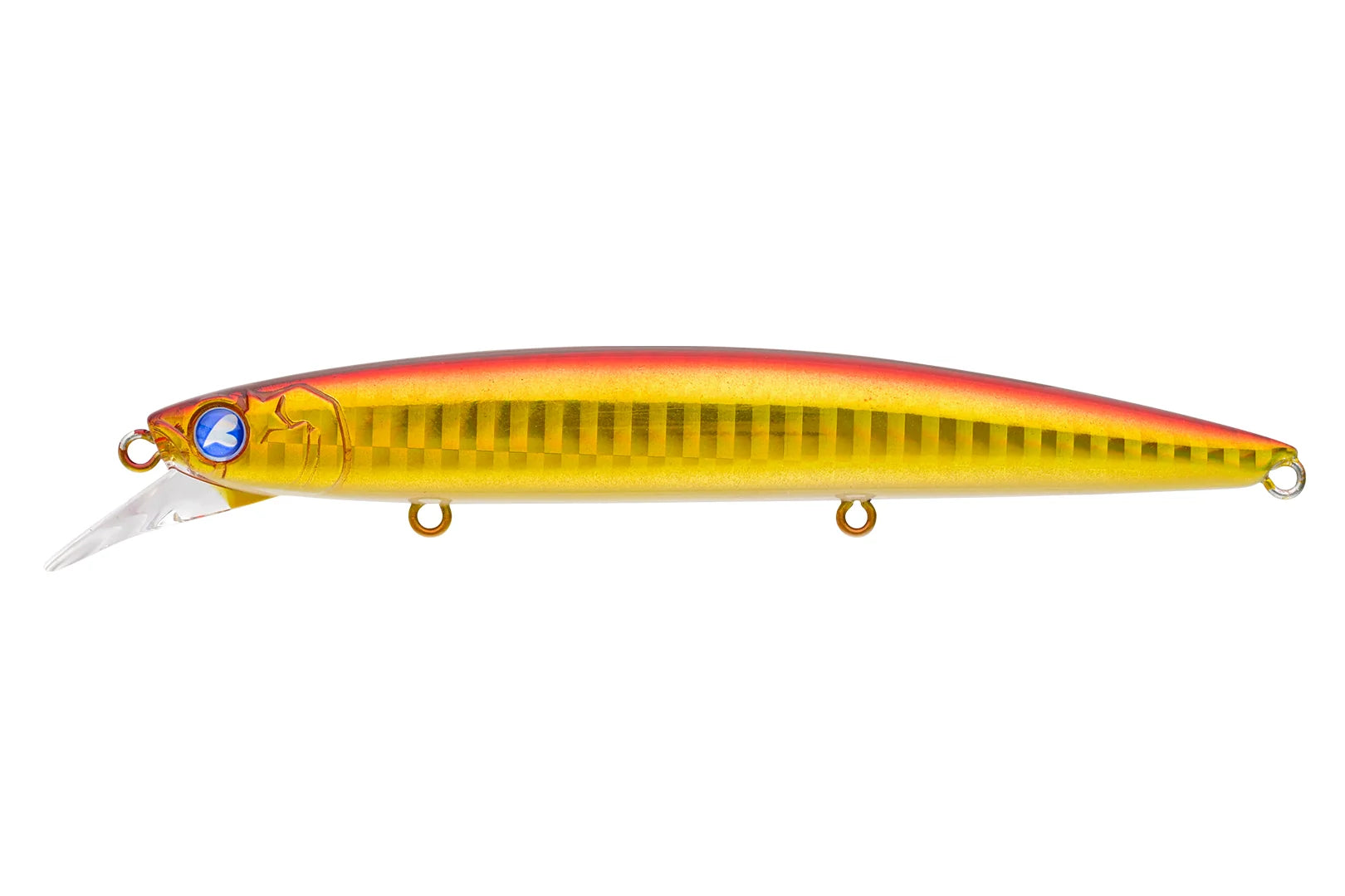 BlueBlue Blooowin 110S sinking jerkbait with internal tungsten weight and three treble hooks for versatile fishing