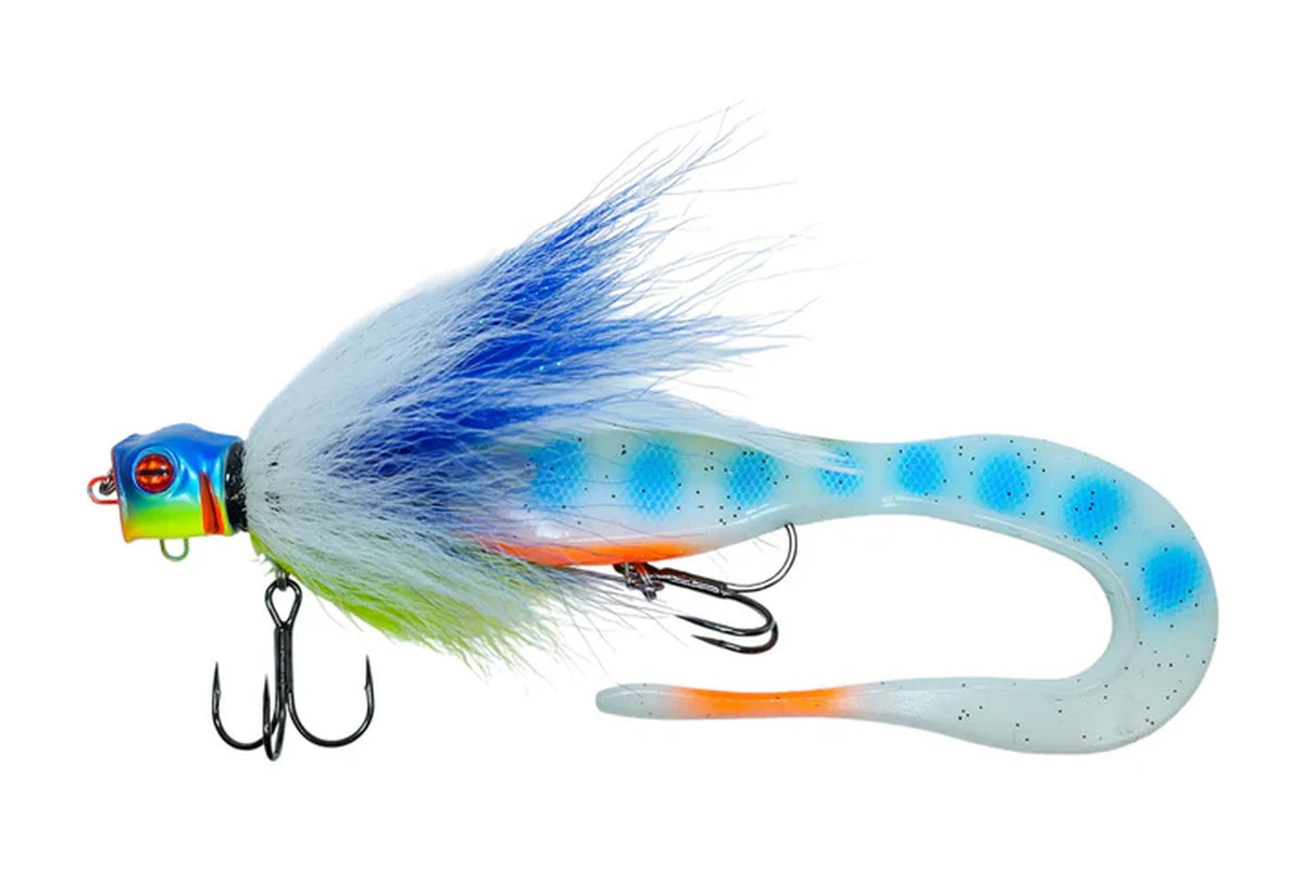Frapp Rowdy Head Acid Blizzard, bucktail pike lure with Tricky Tail trailer