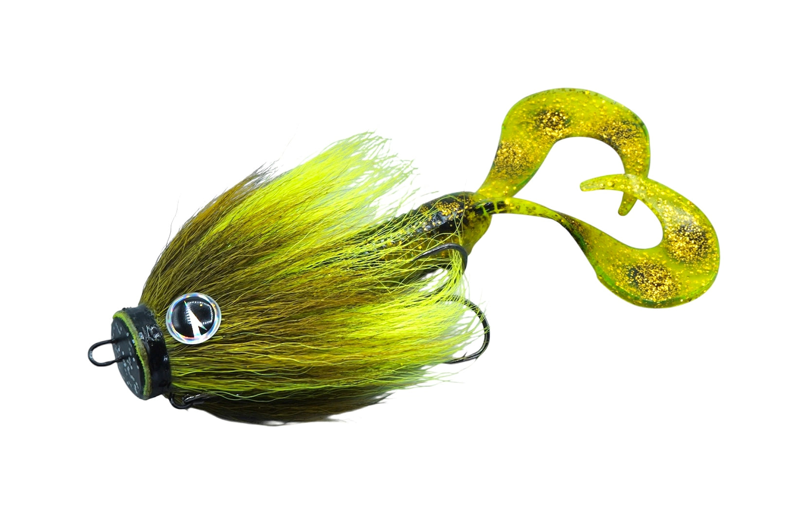 Charlie's Mustache Mouse combo sinking fishing lure with VMC Mustache Rig and CWC Double Tail Mini