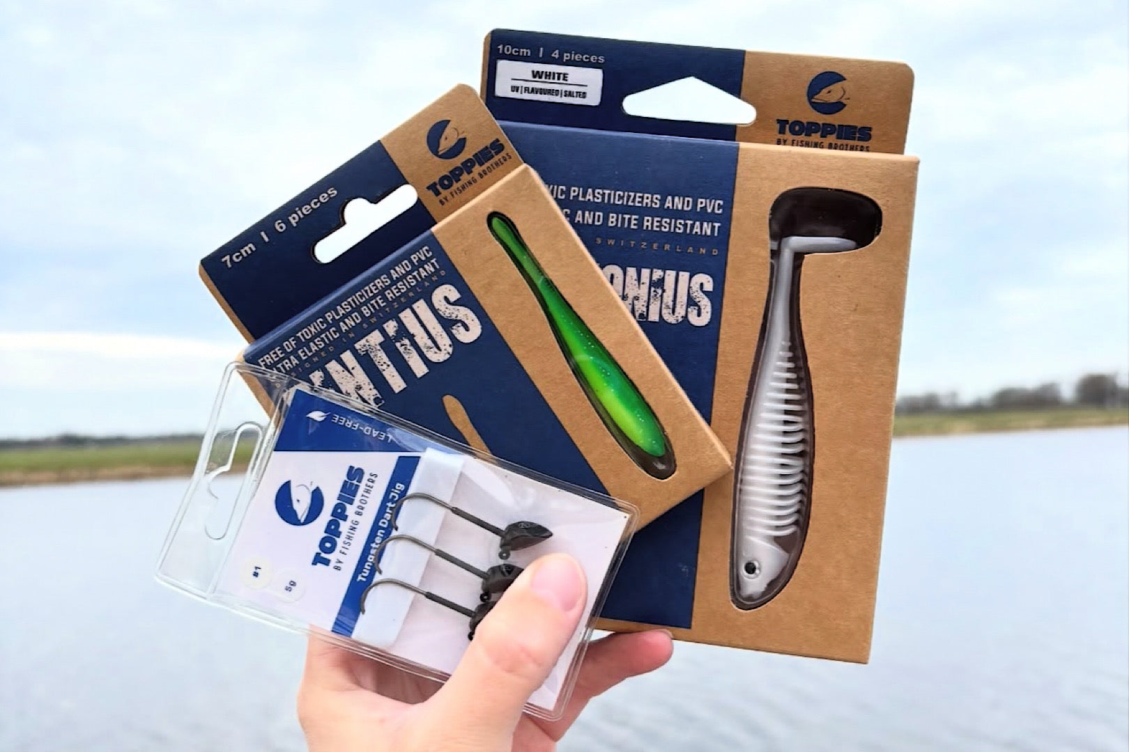 Toppies Skeletonius soft fishing lure with spinning tail for predator fish like pike, zander, and perch