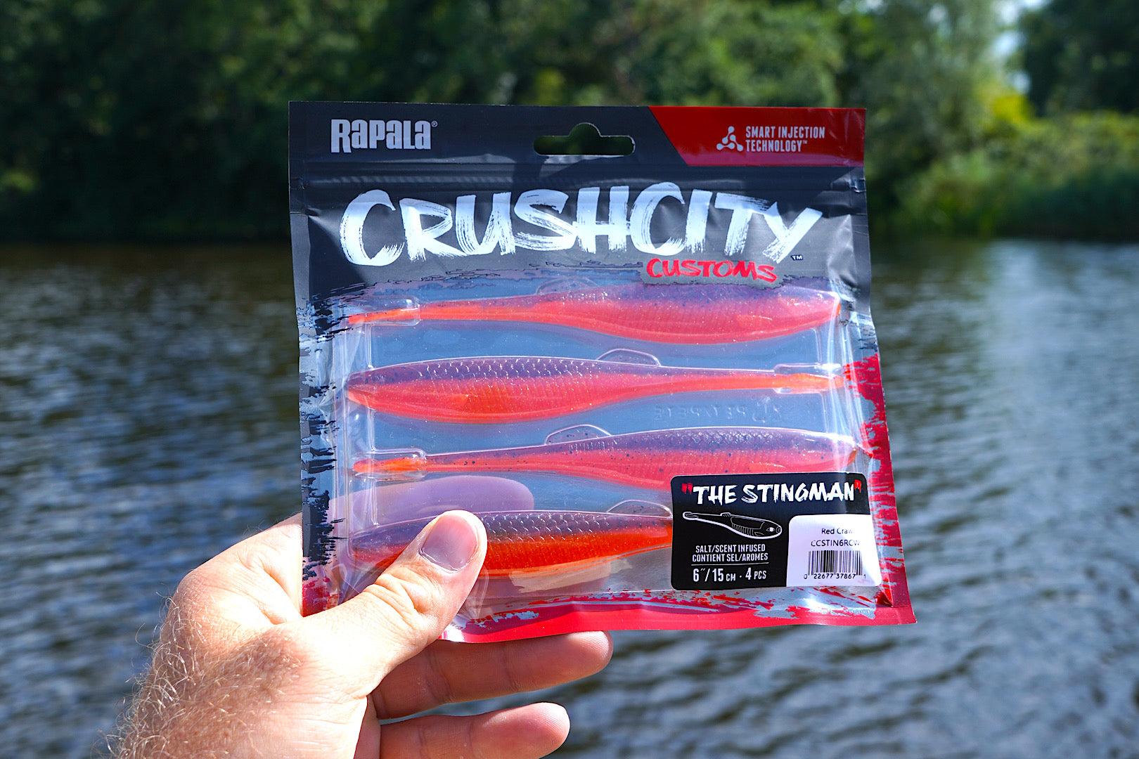 Rapala Crushcity Stingman 15 cm softbait fishing lure with balanced salt-filled belly and flexible back designed for versatile fishing techniques