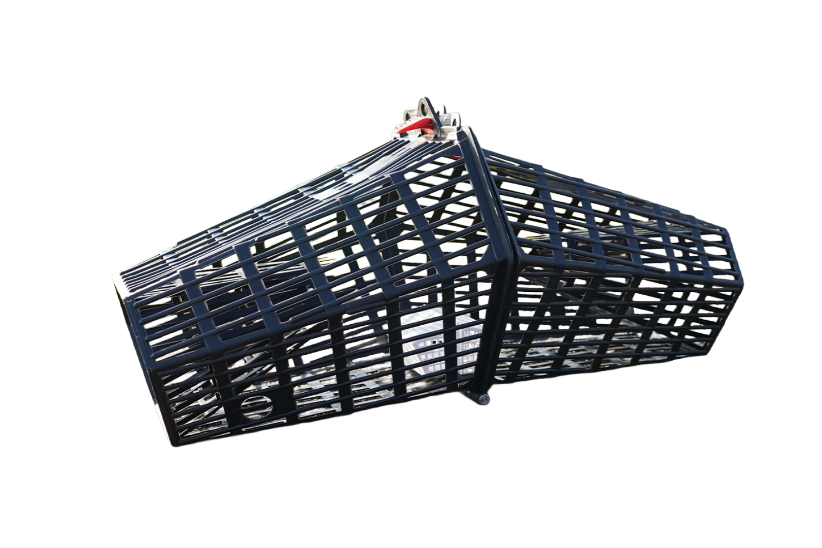 Professional crab and crayfish trap pod for freshwater capture with weighted base and selective design