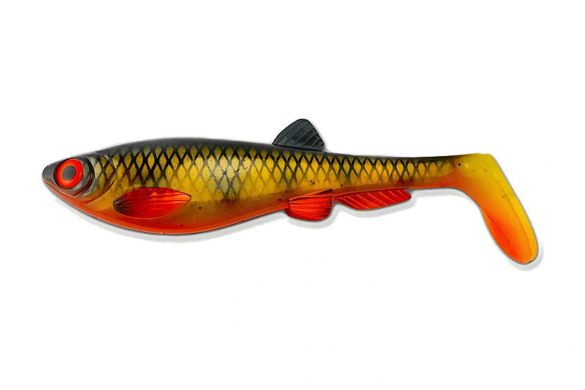 ULM Lures Gigabite V2 25 cm OB Perch, paddle tail soft lure