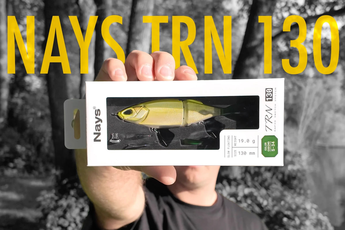 Nays TRN 130 S-34 swimbait in its box with the title Nays TRN 130