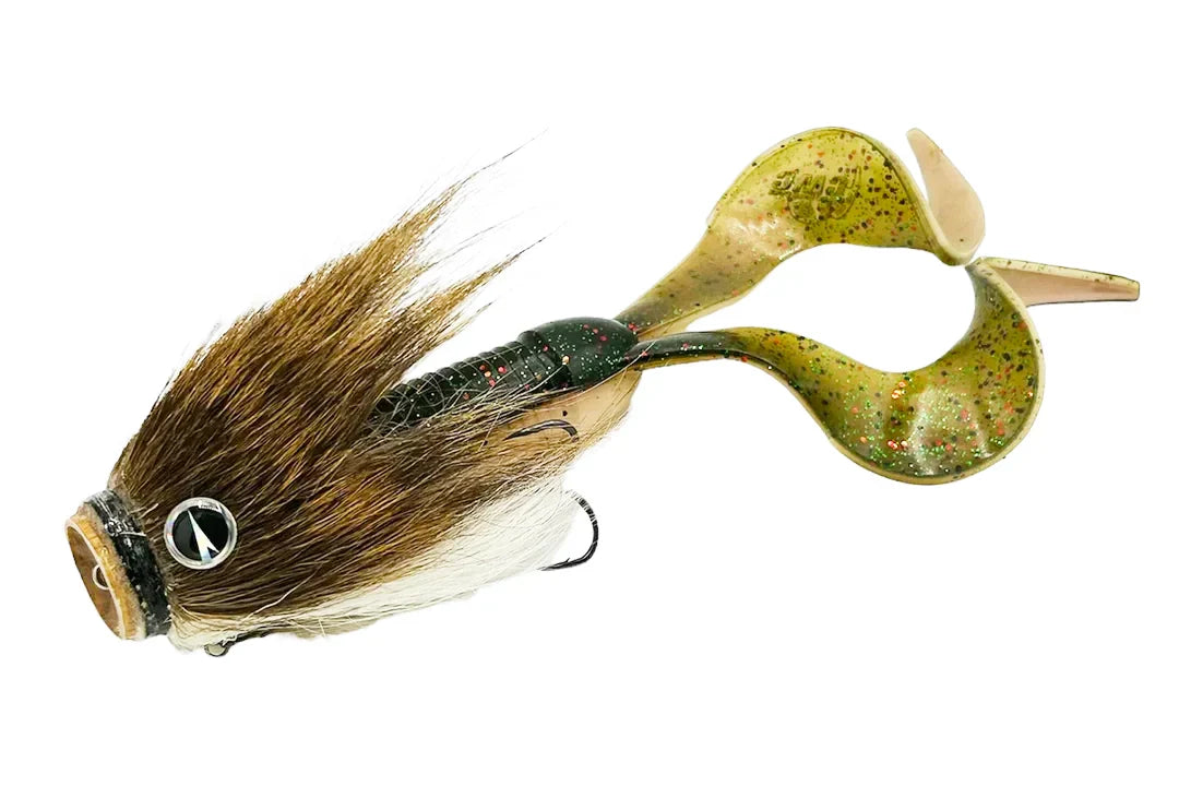 Charlie's Mustache Mouse fishing lure combo with VMC Mustache Shallow, CWC Double Tail, and VMC Pike Chain