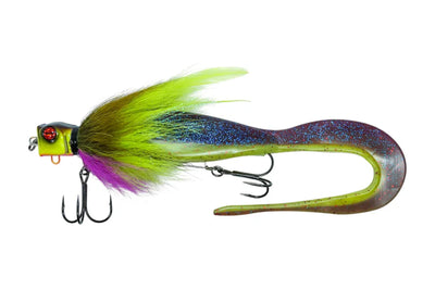 Frapp Rowdy Head Retro Haze, bucktail pike lure with Tricky Tail trailer