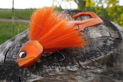 0ld orange color split wood fishing lure with treble hook Perfect 10 Rogue Crankbait | Custom Colors by Rippn-Lips Tackle tuned and tank BIM Tackle Shallow Cruiser