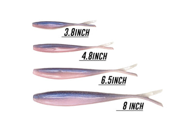 Kaesu Isana in 3.8, 4.8, 6.5 and 8 inch, salted softbait