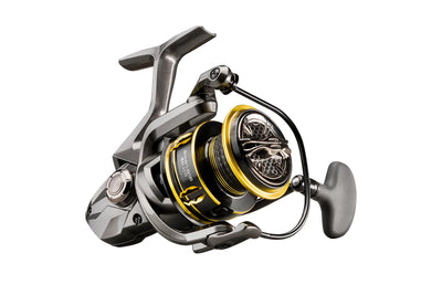 Okuma Inspira lightweight aluminium spinning fishing reel close-up on white background