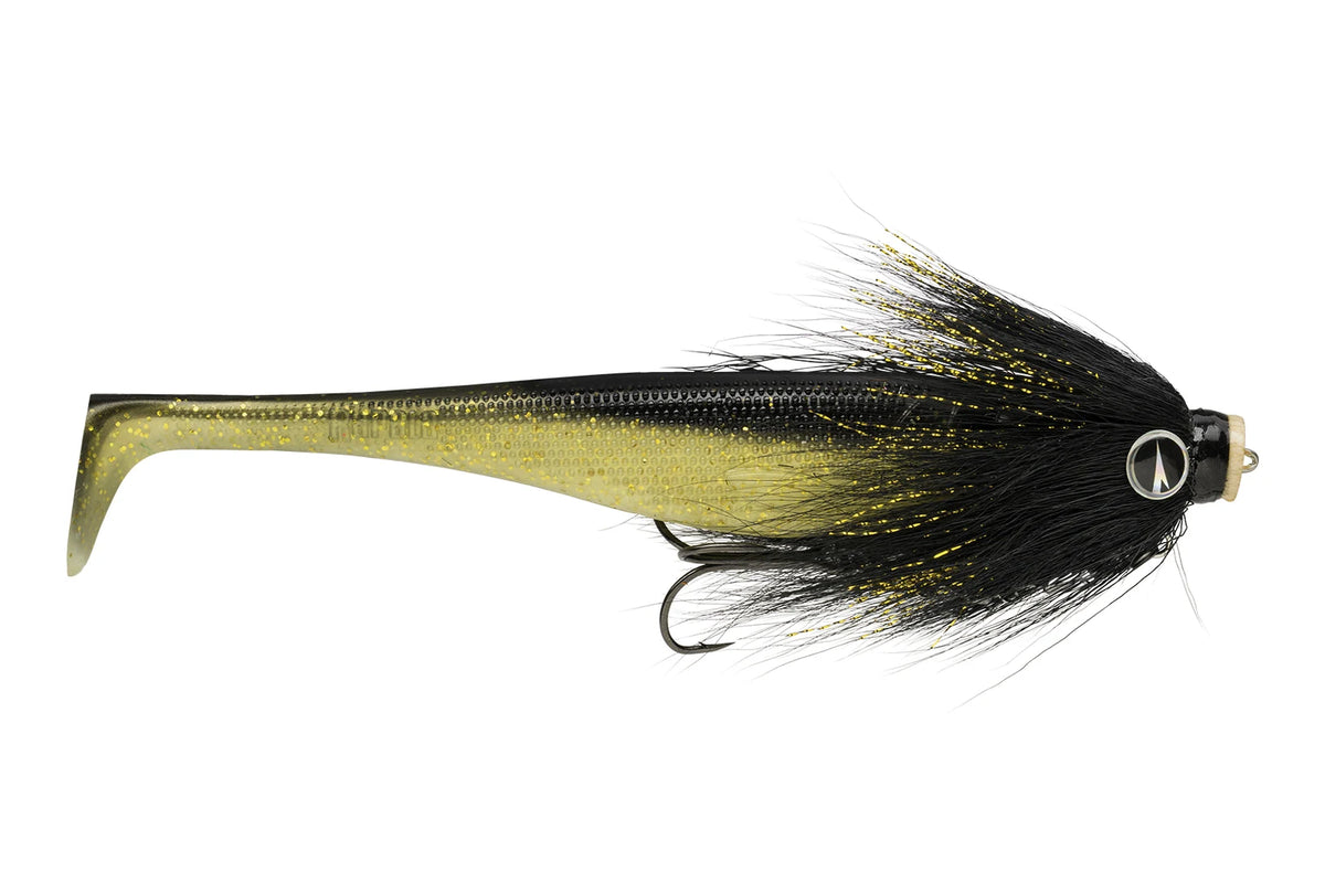 Rapala Soft Peto Mustache Black Widow, pre-rigged paddle tail pike lure