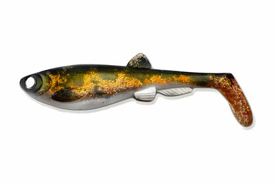 ULM Lures Gigabite V2 21 cm UV Walleye, paddle tail soft lure